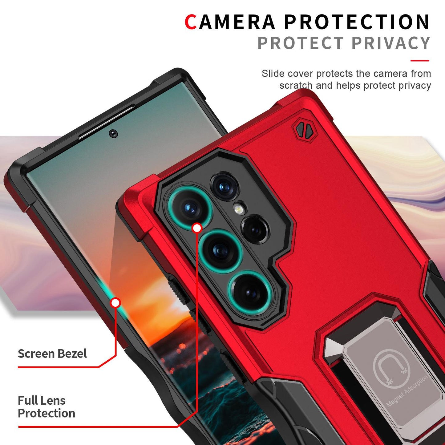 For Samsung S24 S23 S22 S21 FE Ultra Case, Heavy Duty Protection Magnetic Kickstand, Shockproof Case Camera Protection Hard Cover
