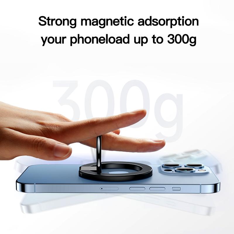 180 Degree Rotation Electroplating Zinc Alloy Strong Magnetic Finger Ring Phone Holder Damping Fold Stable Support Multi-angle Ring, for iPhone 16 15 14 13 12 for Samsung S25 S24 S23