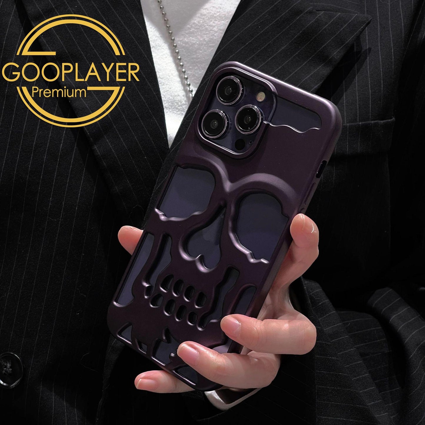 For iPhone 16 15 14 13 12 11 Pro Max Phone Case, Thin Skull Matte Hollow Heat Dissipation TPU Shockproof Case Cooling Soft Back Cover