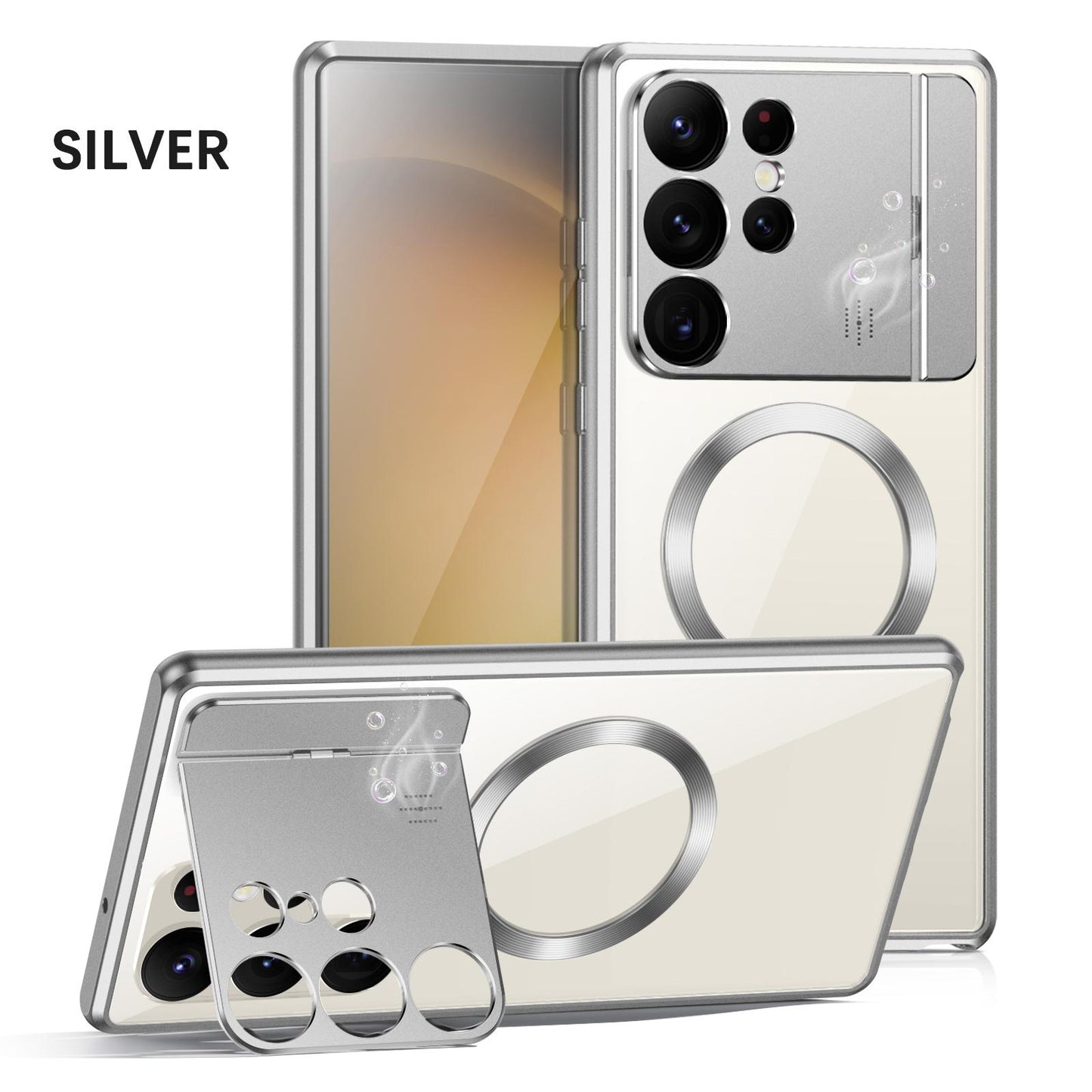 Luxury Perfume Magnetic Fragrance Case For Samsung Galaxy S21Ultra S22Ultra S23 Ultra With Lens Protector Foldable Bracket Metal Cover