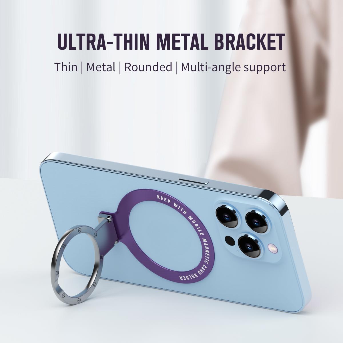 Ultra Thin Lamination Tailor-Made Grip Multi-angle Metal Kickstand for Magnetic Wireless Charging Horizontal Vertical Support 3M Adhesive Phone Holder for iPhone 16 15 14 13 12 Accessories