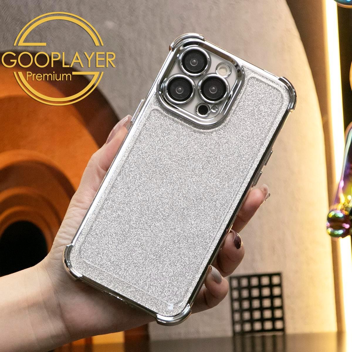 For iPhone 16 15 14 13 Phone Case, Luxury Glitter Four Corner Plating Clear High Definition Acrylic Built-in Camera Protector Shockproof Hard Full Cover