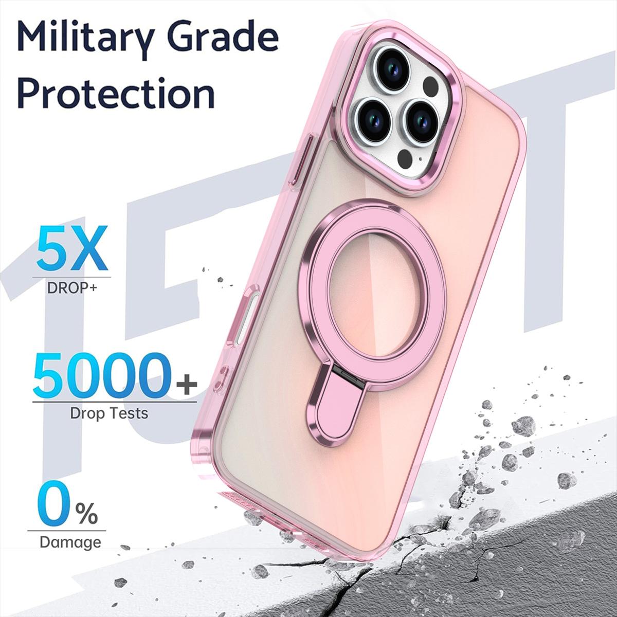 Colorful Laser Magnetic Bracket Large Hole Phone Case For iPhone 16 15 14 13 12 Pro Max MagSafe Sparkling Color Back Cover