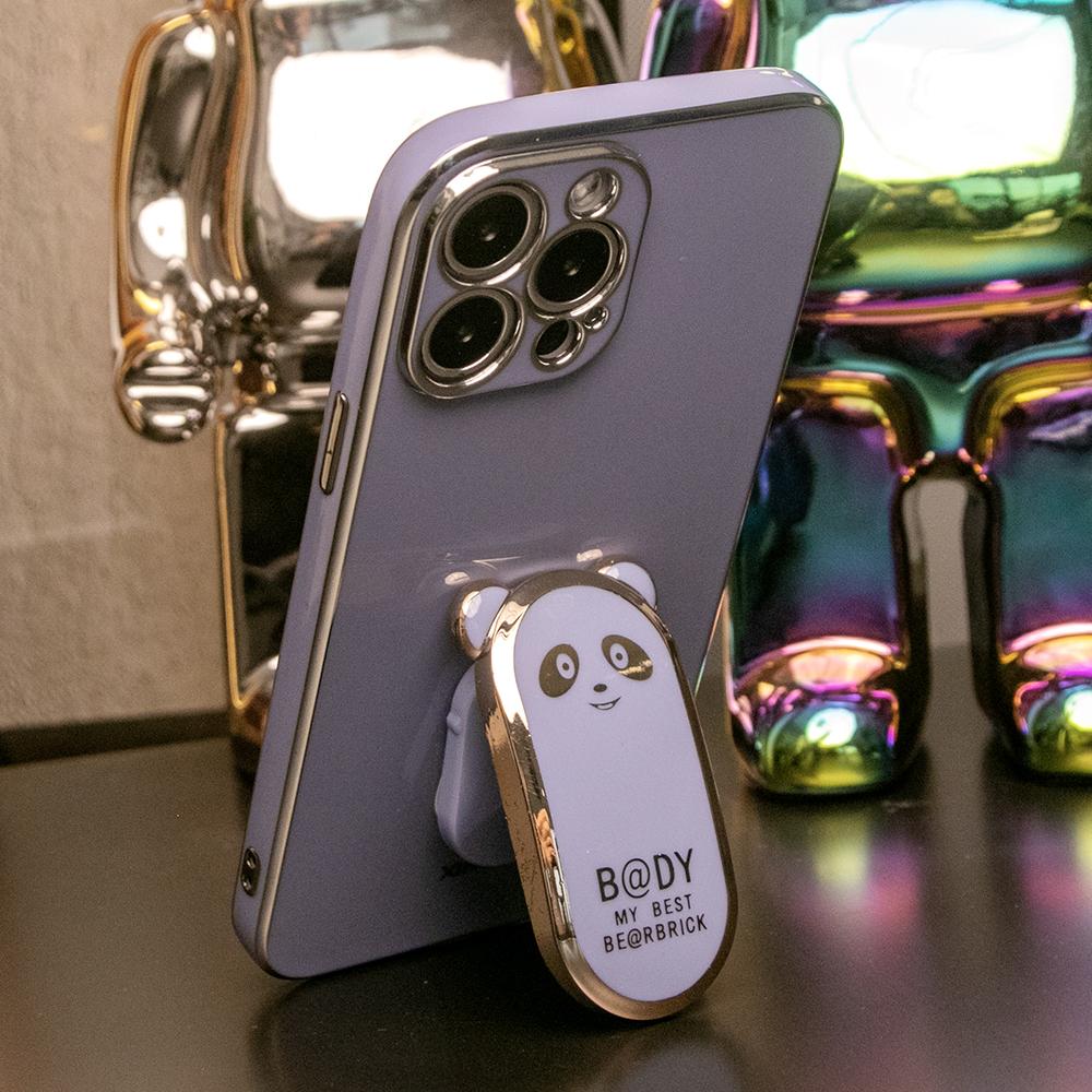 Panda Kickstand Plating Phone Case for iPhone 16ProMax 16 15 14 13 12 11 Pro Max