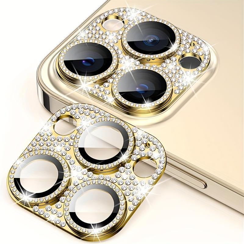 Glitter Rhinestone Metal Camera Lens Protector Glass For iPhone 16 15 14 13 Pro Max Shining Full Cover Camera Lens Protector Case
