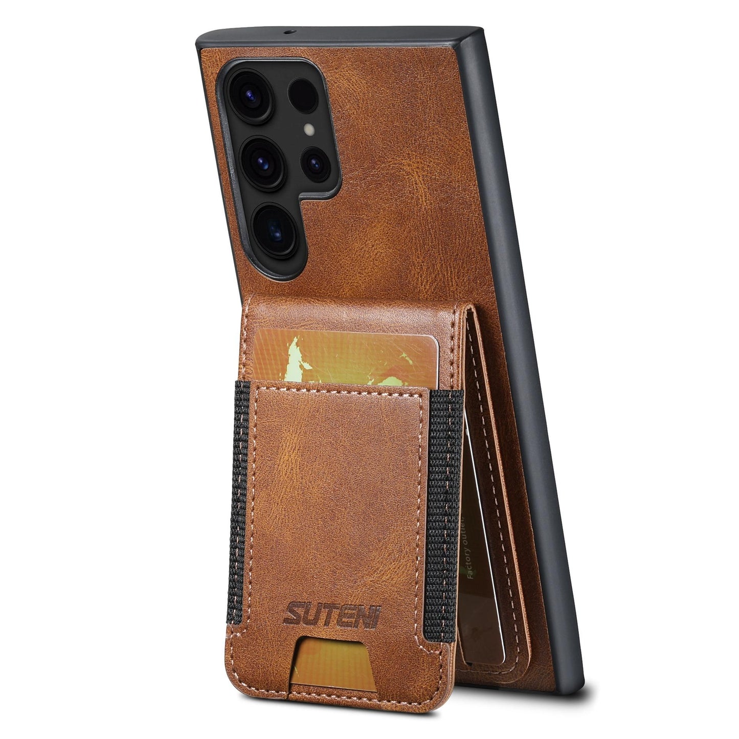For Samsung S25 S24 S23 S22 Note20 Ultra Plus Phone Case, Smooth Surface Oil Wax Pattern Flip Elasticity Wallet Card Slot Leather Kickstand Magnetic Clasp Shockproof Phone Case