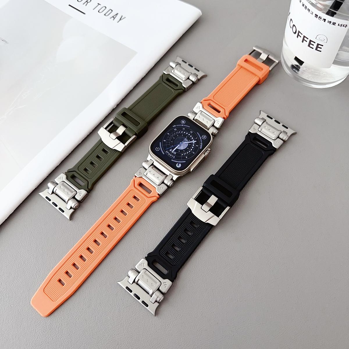 Rubber Strap For Apple Watch Band Ultra 2 1 49mm 45mm 44mm 42mm Soft Sport Band For iWatch Series 9 8 7 6 5 Bracelet Accessories