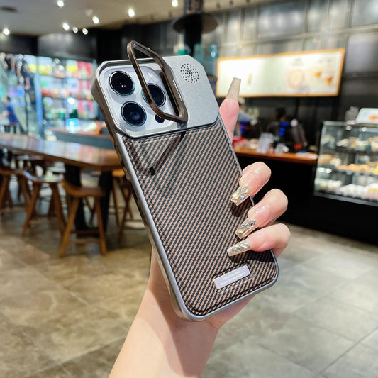 Leather Carbon Fiber Pattern Aromatherapy Frameless Strong Magnetic Len Protection With Camera Kickstand Phone Case For iPhone 16ProMax 15 14 13 12 11, Skin Feel Shockproof Hard Full Cover