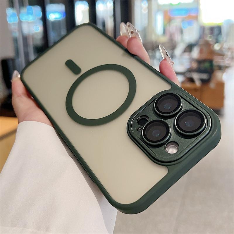 For iPhone 16ProMax 16 15 14 13 Phone Case, Matte Transparent Magnetic Acrylic Slim, Camera Len Protector Cover Protection Hard Full Cover