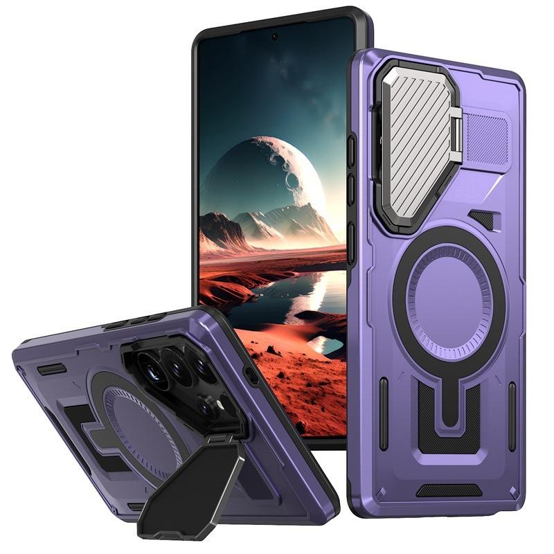 Anti-Dust Anti-Fall Heavy Duty Protection Shockproof Magnetic Phone Case With Camera Kickstand for Samsung S25Ultra S24 S23FE S23 A06 A05 A16 A15 A25 A35 A55 Bumper Matte Hard Cover
