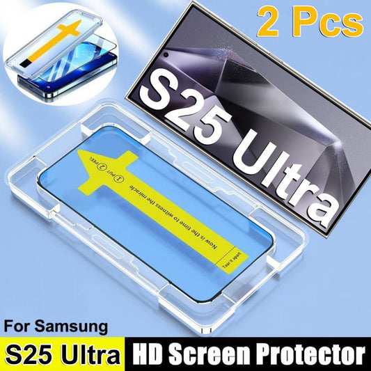 2pcs Install Tool Accessories Curved Edge Tempered Glass For Samsung S25 S24 S23 S22 S21 Note20 Screen Protector Film