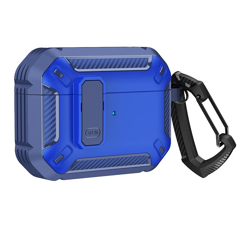 Switch Lock Earphone Case For Airpods Pro Luxury Carbon Fiber Armor Bluetooth Earphone Charging Box Cover For Airpods 2 3 2021
