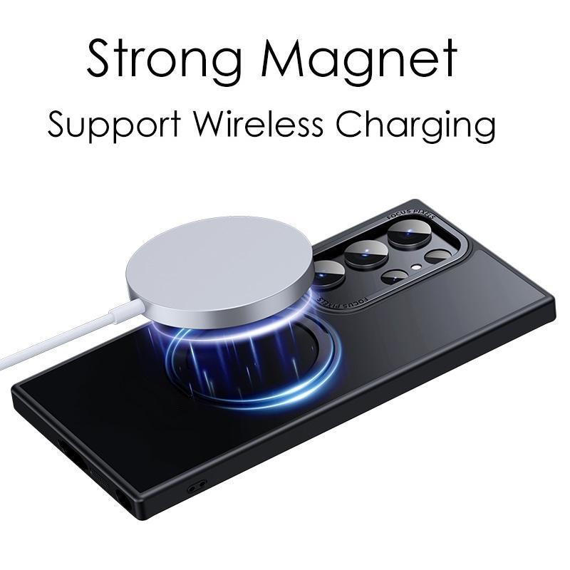 360 Degree Rotation Stand Holder Matte Magnetic Phone Case Wireless Charging For Samsung Galaxy S24 S24Plus S24Ultra S23 Ultra Plus S23Ultra 5G