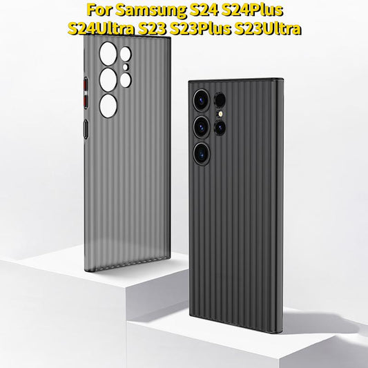 Corrugated Patter Matte Clear Ultra-thin Hard Transparent Phone Case for Samsung S24Ultra S24Plus S24 S23Ultra S23Plus S23