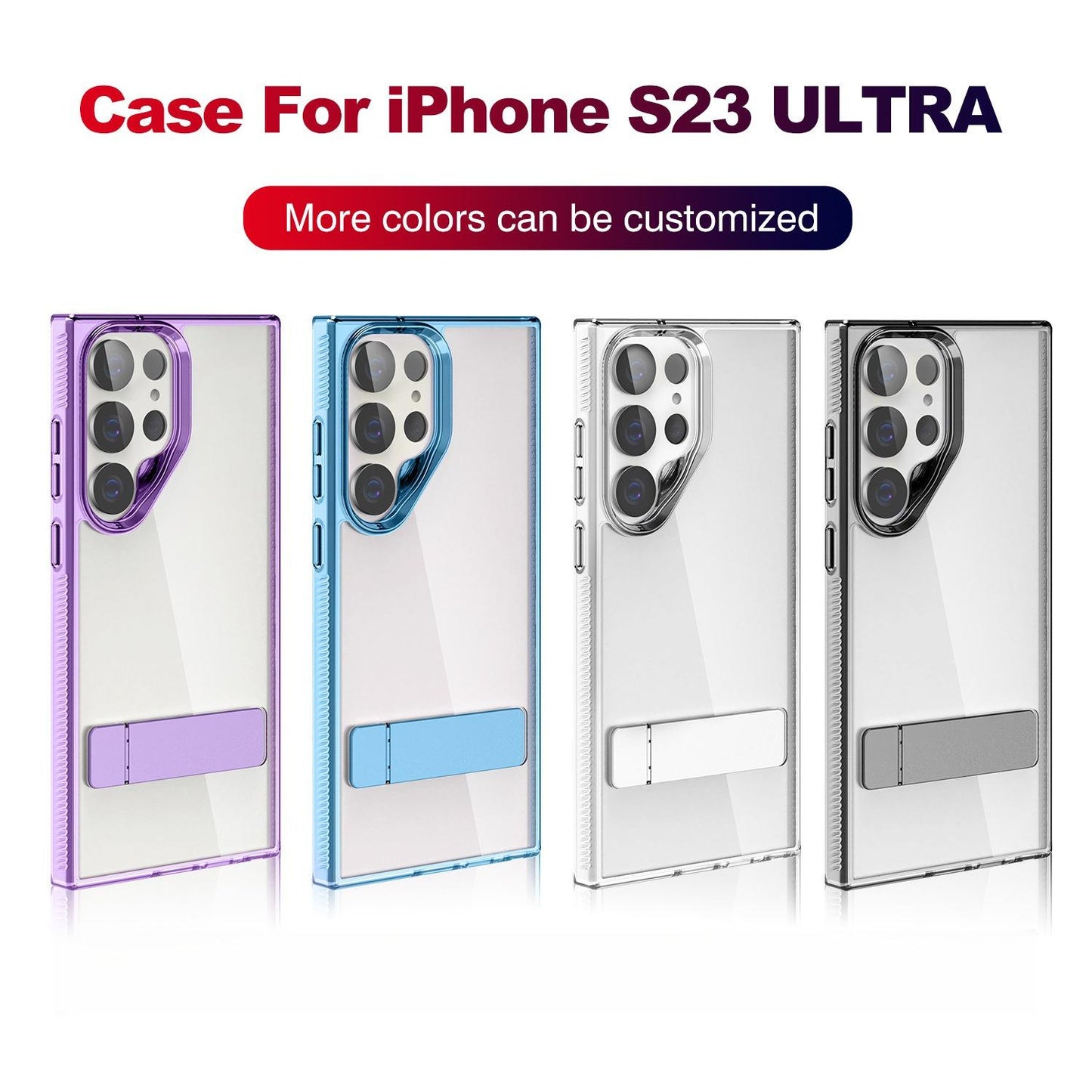 High Definition Transparent Anti-Fall Bumper Shockproof Clear Phone Case With Metal Simple Kickstand for Samsung S25Ultra S25+ S25 S24Ultra S24+ S23Ultra S23+ S23 Hard Full Cover