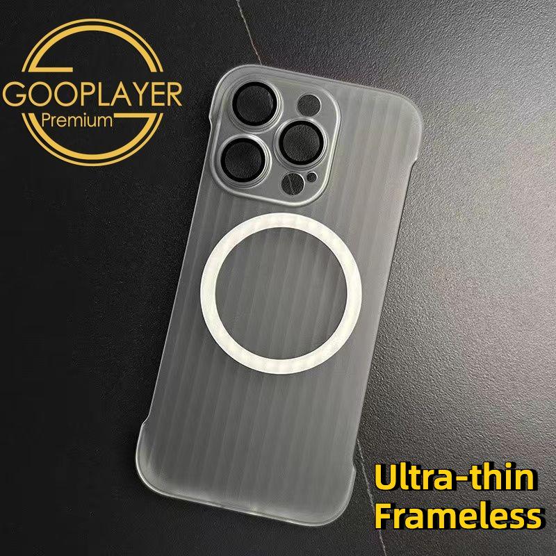 For Samsung S24Ultra S23Ultra S22Ultra Phone Case, Ultrathin Frameless Corrugated Grille Magnetic PC Hard for Magsafe Support Wireless Charging Matte Frozen Fog Clear High Transparency Full Cover