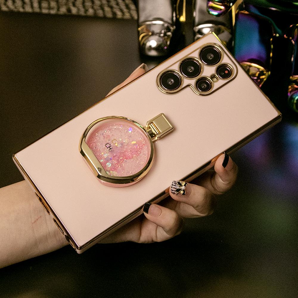 Quicksand Perfume Bottle KickStand Plating Phone Case For Samsung S25 S24 S23 S22 S21 Note20