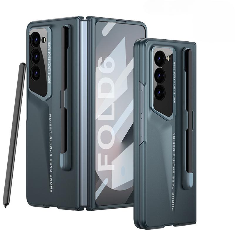 Pour Samsung Z Fold6 Case, Blade Point Men Matte Business Case avec fente pour stylo, étui de téléphone élégant de luxe Protection de l'appareil photo Coque rigide antichoc