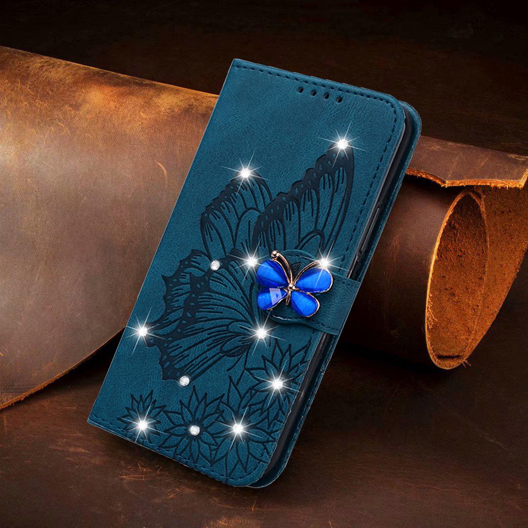 Leather Wallet Bling Phone Case For Samsung Galaxy S24 S23 S22 S21 Note20 Ultra FE Plus Stand Cute Cover