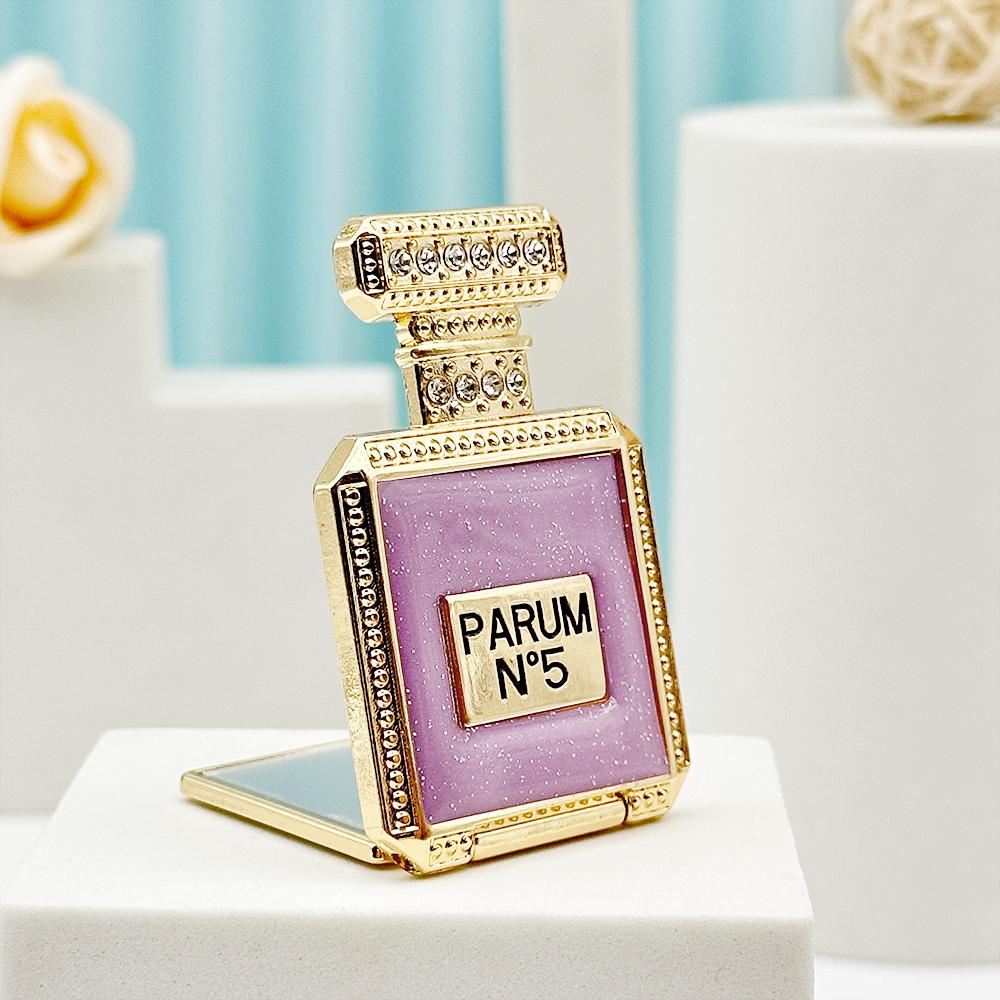 Étui de téléphone avec miroir et support pour bouteille de parfum