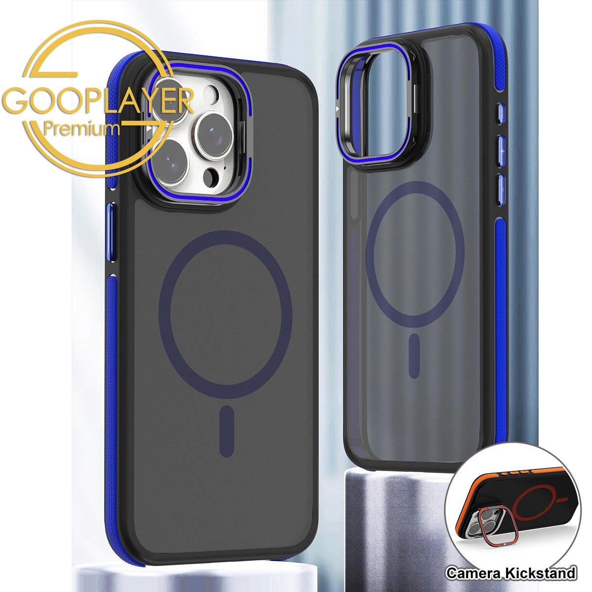 For iPhone 16 15 14 13 12 Pro Max Phone Case, Premium Matte Strong Magnetic Metal Camera Kickstand Acrylic Shockproof for Magsafe Anti-Fall Bumper Hard Full Cover