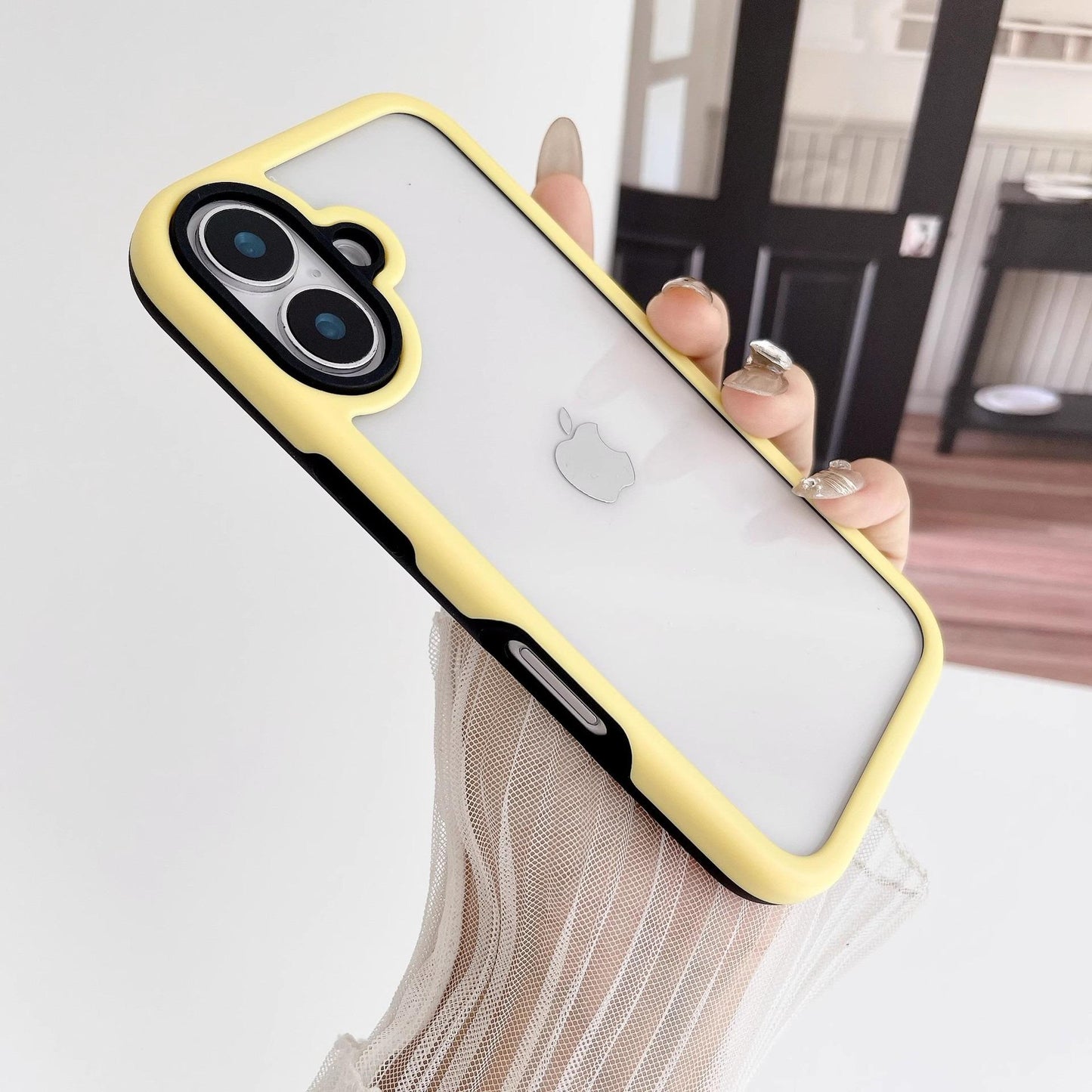 Two-tone Macaron Acrylic Transparent Len Protection Phone Case For iPhone 16ProMax 15 14 13 12 11, Hard Shockproof Full Cover