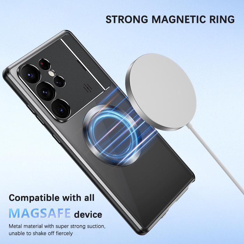 Luxury Perfume Magnetic Fragrance Case For Samsung Galaxy S21Ultra S22Ultra S23 Ultra With Lens Protector Foldable Bracket Metal Cover