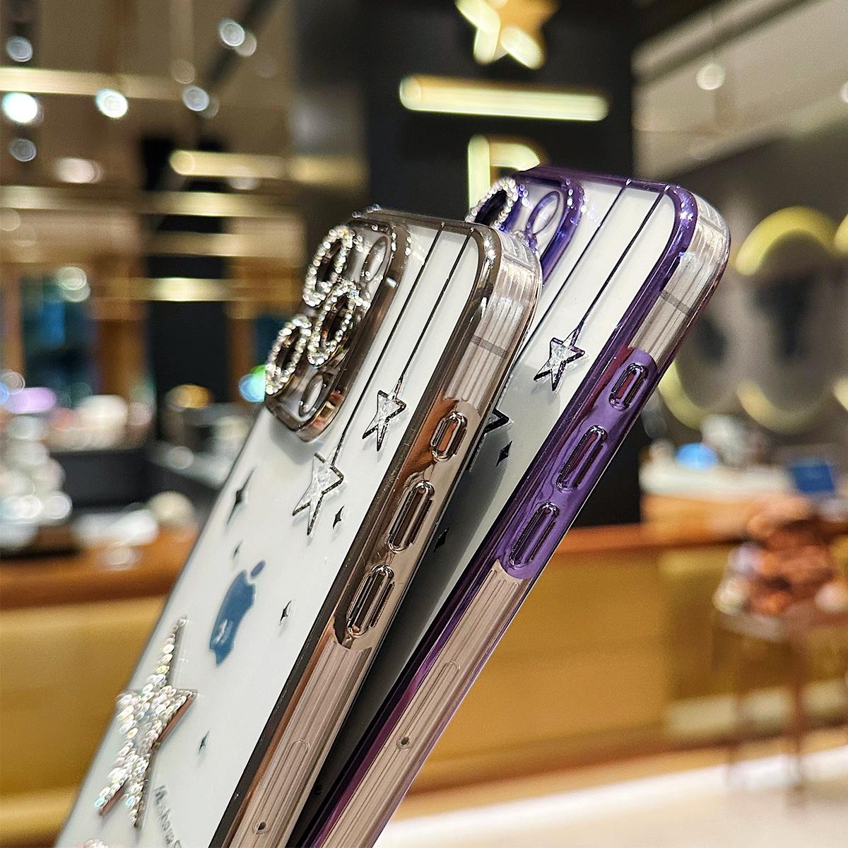 For iPhone 11 12 13 14 15 Pro Max Luxuxy Unique Diamond Star Soft Phone Case Cover