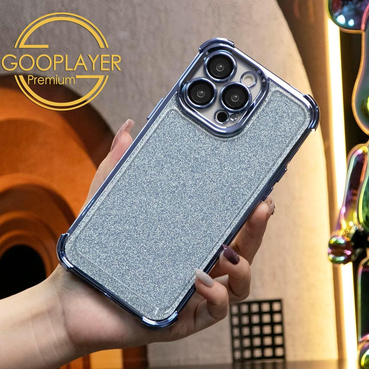 For iPhone 16 15 14 13 Phone Case, Luxury Glitter Four Corner Plating Clear High Definition Acrylic Built-in Camera Protector Shockproof Hard Full Cover