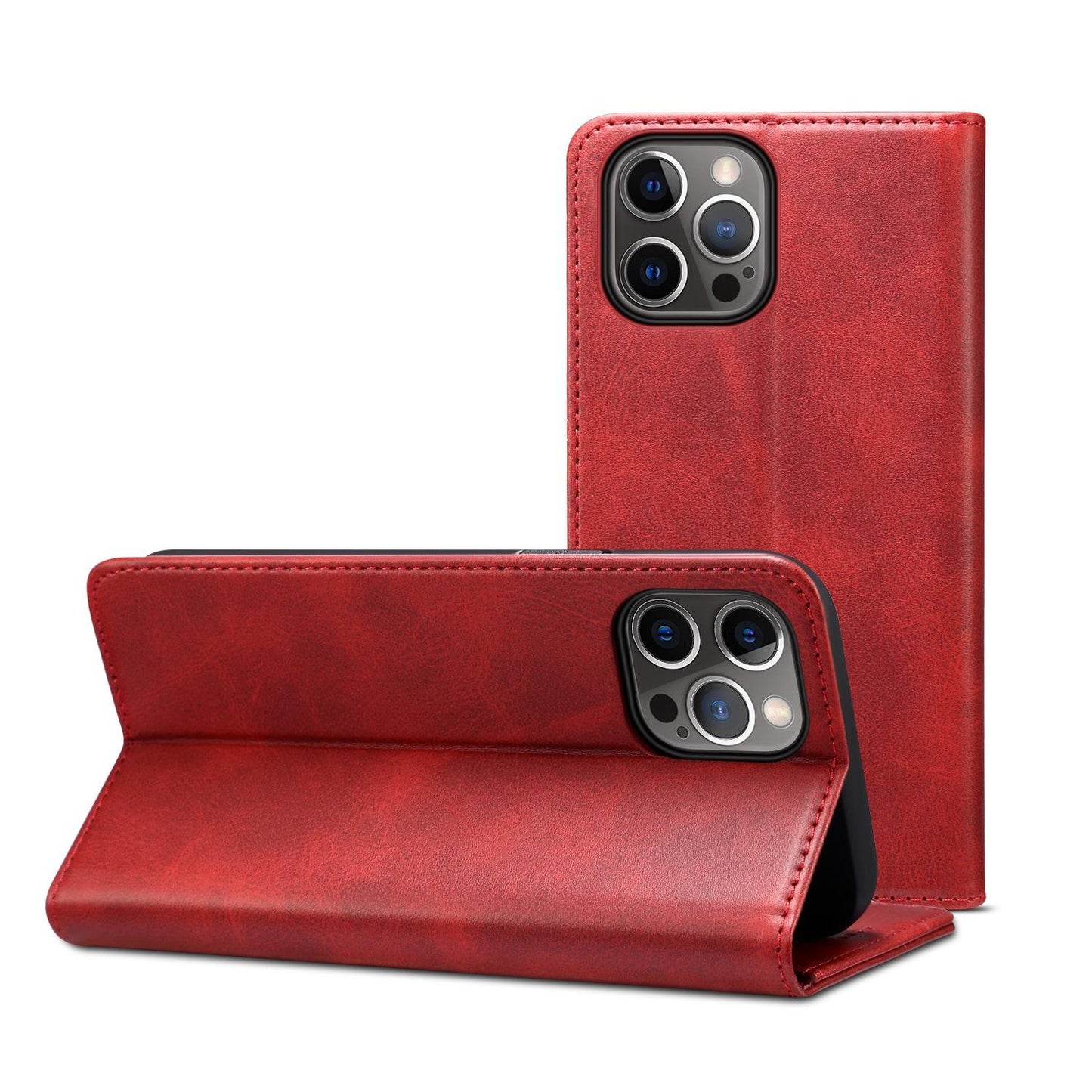 For iPhone 16ProMax 16 15 14 13 12 11 X/XS XR XSMax Phone Case, Smooth Surface Flip Wallet Case For Women Men Durable Faux Card Slot Leather Kickstand Magnetic Clasp Shockproof Phone Case