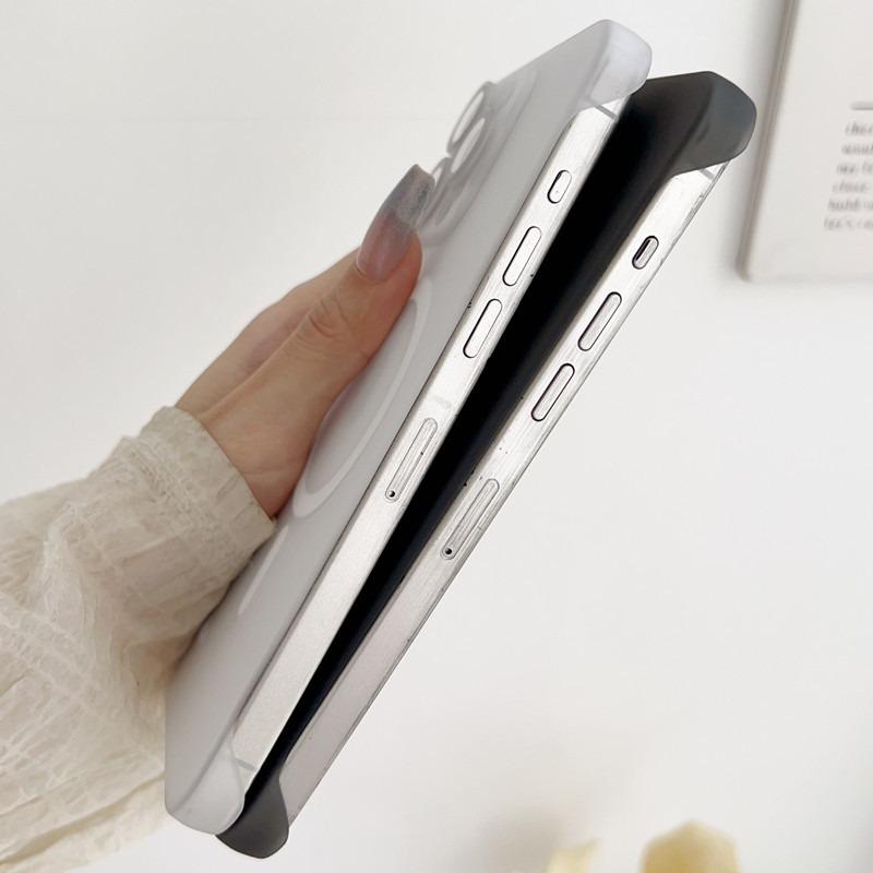 For iPhone 16 15 14 13 12 Pro Max Phone Case, Ultrathin Frameless Magnetic PC Hard for Magsafe Support Wireless Charging Matte Clear High Transparency Full Cover