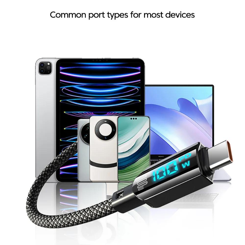Type C to Type C Cable 100W PD Fast Charging Charger USB C to USB C Display Cable For iPhone 16 15 Samsung Xiaomi POCO F3 Realme Macbook iPad