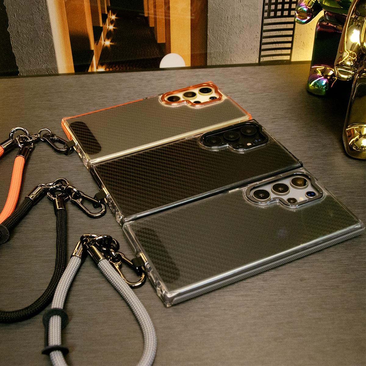 Carbon Fiber Pattern Phone Case, Metal Camera Cover, With Multifunctional Climbing Rope, With Shockproof Anti-Fall Bumper For Samsung S24 S23 S21FE A14 A15 A24 A25 A35 A54 A55 A05