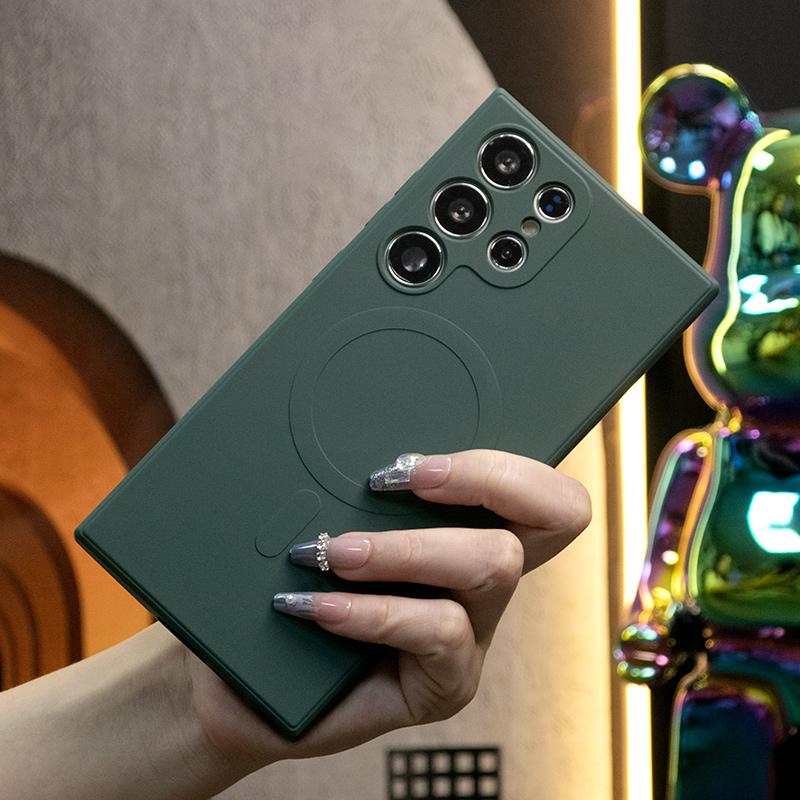 Strong Magnetic Phone Case For Samsung S25Ultra S25 S24 S24FE S22 S23 Ultra A15 A35 A55, Soft Liquid Silicone Shockproof Full Cover With Microfiber Lining
