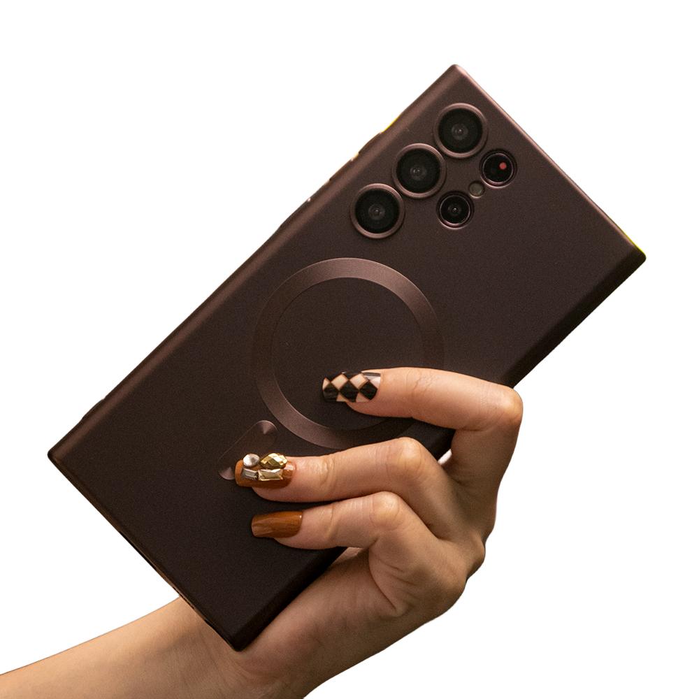 For Samsung S25 S24 S23 S22 Plus Ultra Case, Metallic Paint Magnetic Soft Metallic Glossy Slim, Full Camera Cover Protection Support Wireless Charging Phone Case