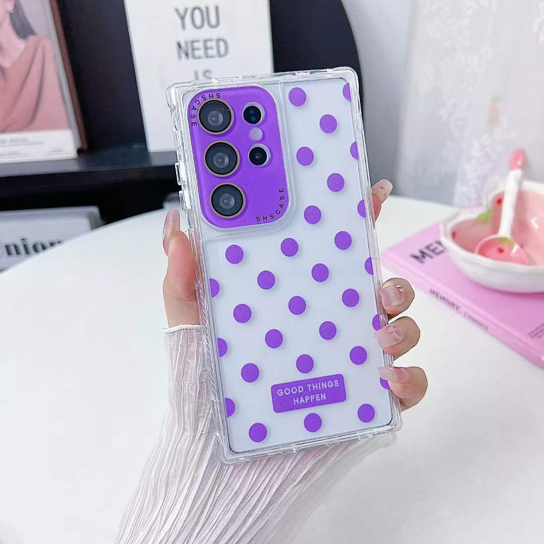 For Samsung S25Ultra S24Ultra S23Ultra Phone Case, Colorful 3 in 1 Transparent Luxury Wave Point Acrylic Anti Fall, With Camera Protector Shockproof Clear Hard Full Cover