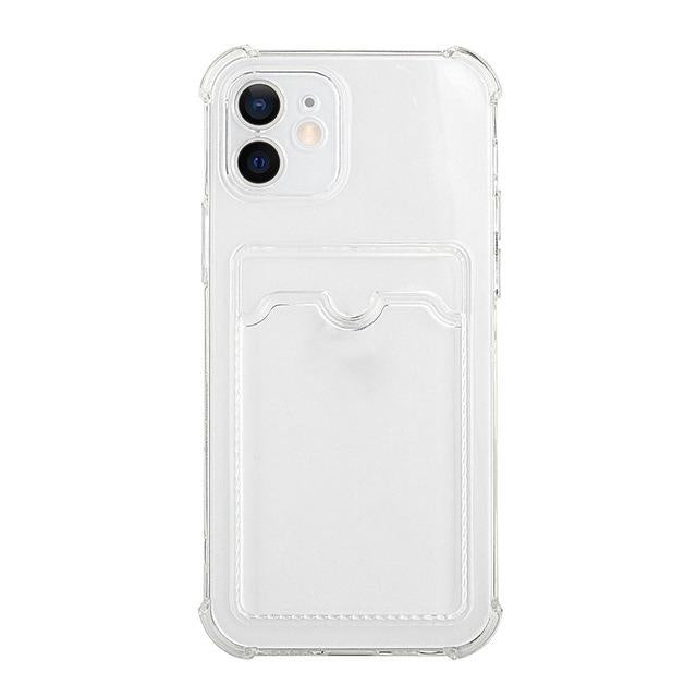 Transparent Card Slot TPU Four Corner Shockproof Phone Case For iPhone 16ProMax 15 14 13 12 11 Airbag Anti-Drop Clear Soft Full Cover