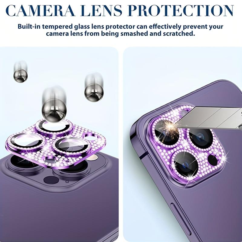 Glitter Rhinestone Metal Camera Lens Protector Glass For iPhone 16 15 14 13 Pro Max Shining Full Cover Camera Lens Protector Case