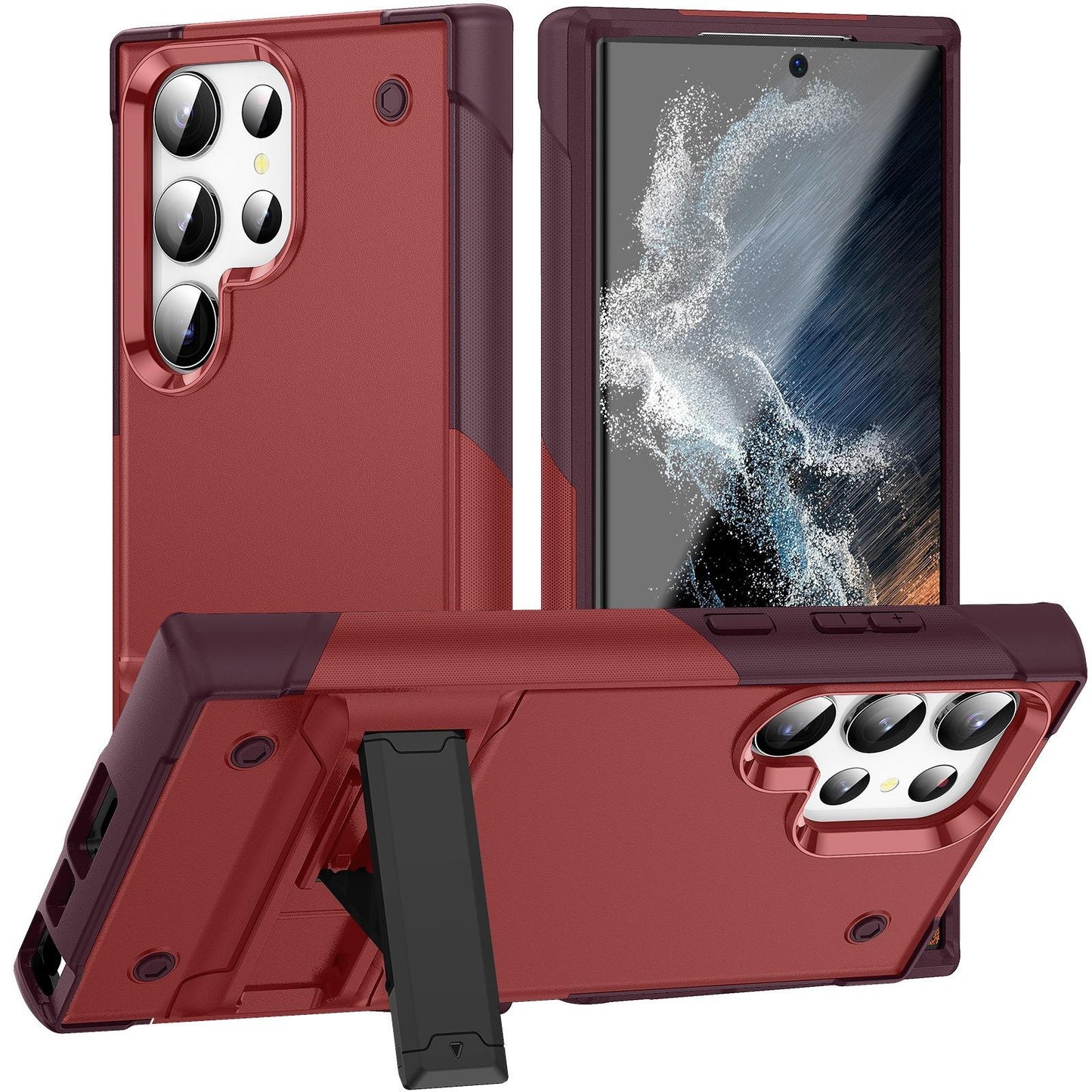 Anti-Dust Fall Heavy Duty Protection Shockproof Phone Case With Kickstand for Samsung S25Ultra S24 S23FE S23 S22 A14 A54 A53 Hard Full Cover