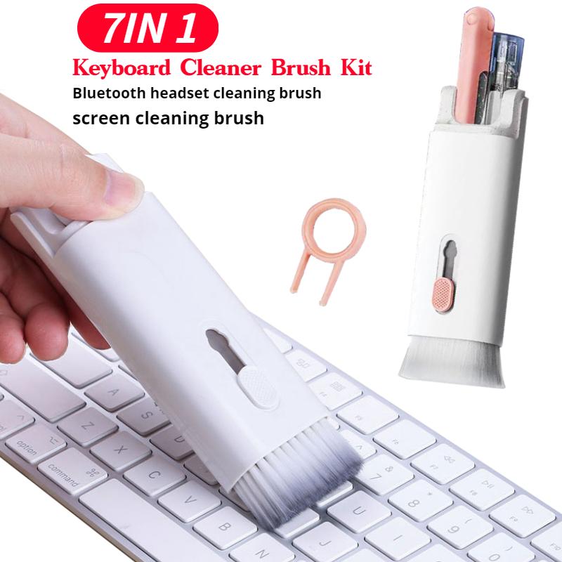 7-in-1 Cleaning Kit Computer Keyboard Cleaner Brush Earphones Cleaning Pen For AirPods iPhone Cleaning Tools Keycap Puller Set