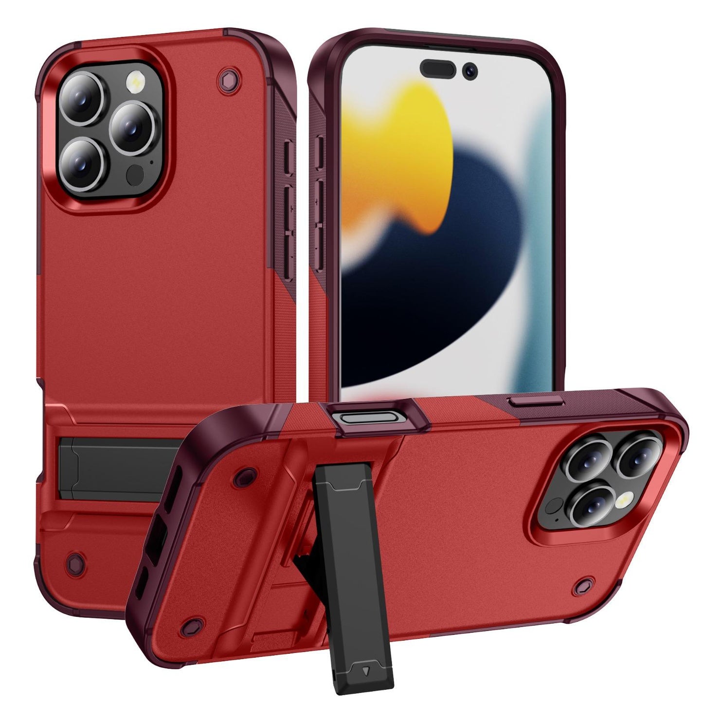 Anti-Dust Fall Heavy Duty Protection Shockproof Phone Case With Kickstand for iPhone 16ProMax 16 15 14 13 12 11 Hard Full Cover