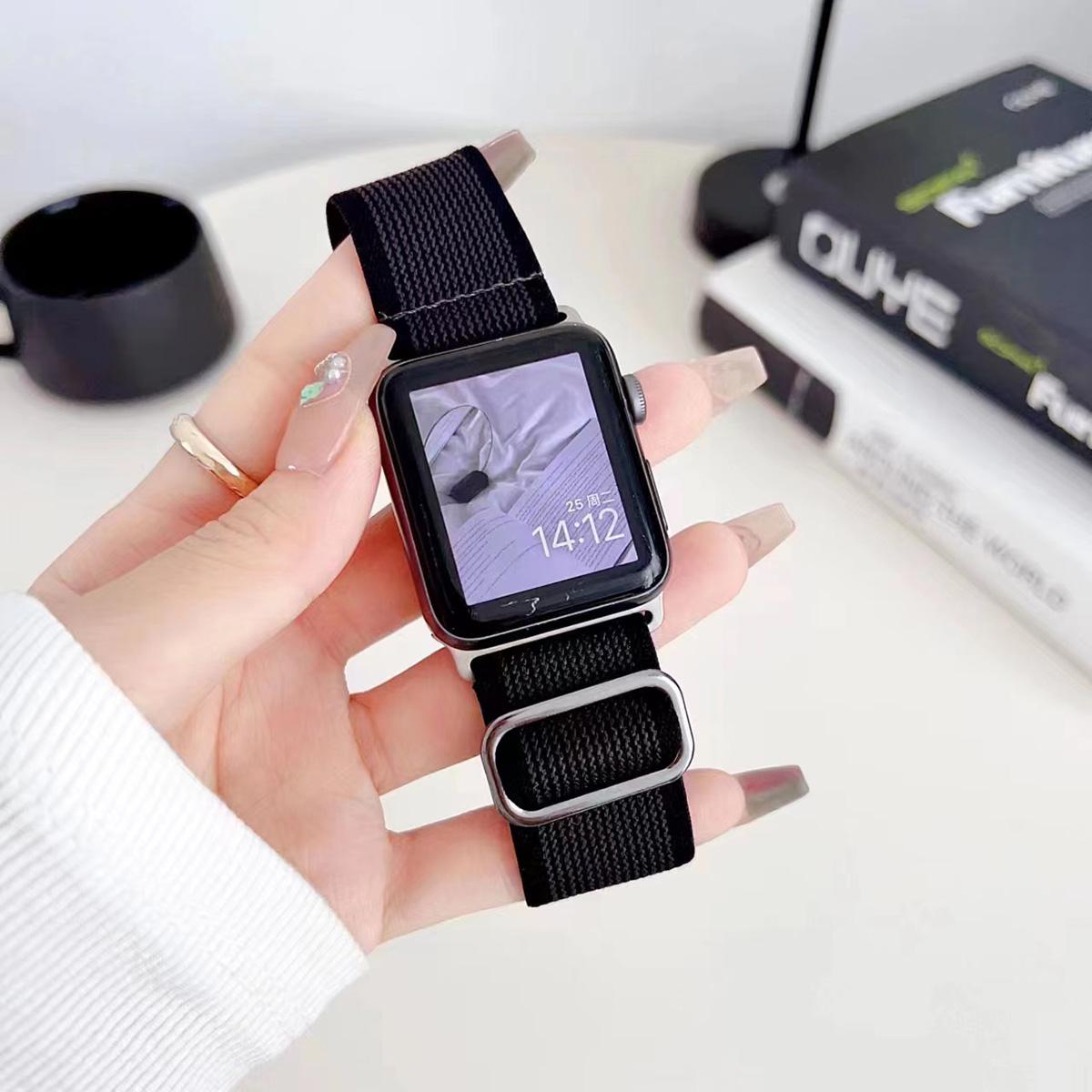 Nylon Woven Elastic Band for Apple Watch 44mm Band 45 42 38 41 Ultra 49mm Link Bracelet for IWatch Series 9 8 7 6 SE 5 4