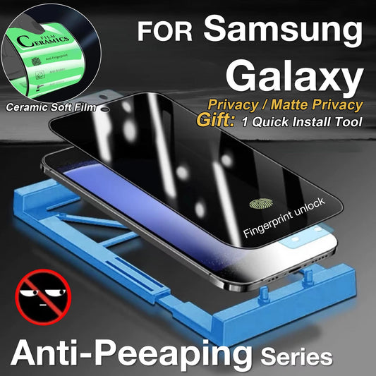 1pc/2pcs/3pcs/4pcs HD Matte Shock Absorption Soft Ceramic Privacy Screen Protector For Samsung S25Ultra S25 S24 S23 S22 S21 Note20 Plus Ultra Anti Spy Film with Install Kit