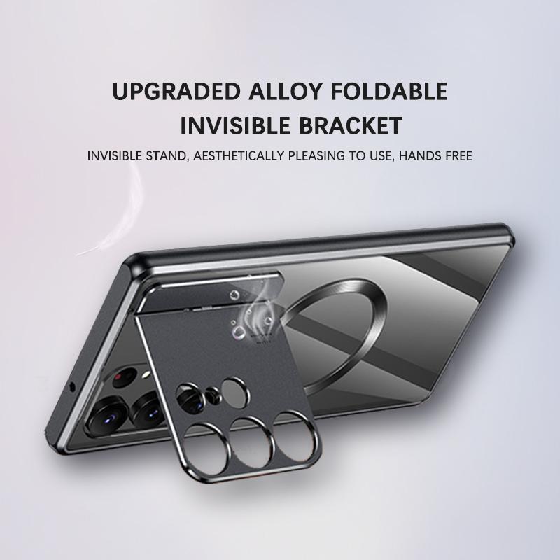 Luxury Perfume Magnetic Fragrance Case For Samsung Galaxy S21Ultra S22Ultra S23 Ultra With Lens Protector Foldable Bracket Metal Cover