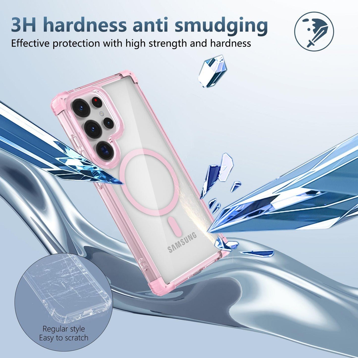 HD Acrylic Transparent Strong Magnetic High Protection Four Corner Shockproof Phone Case For Samsung S25Ultra S24 S23 S22 S21 Note20 Not Yellowing Clear Hard Full Cover