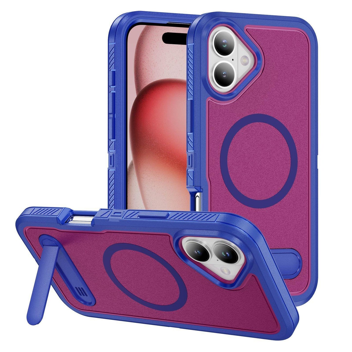 Anti-Dust Matte Anti-Fall Heavy Duty Protection Shockproof Strong Magnetic Phone Case With Kickstand for iPhone 16ProMax 16 15 14 13 12 11 XR Bumper Hard Full Cover