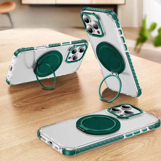 Colorful HD Transparent Anti-Dust Four Corner Anti-Fall Bumper With 360 Rotating Kickstand Shockproof Camera Metal Protection Phone Case for iPhone 16ProMax 16 15 14 13 12 11 XR Hard Cover