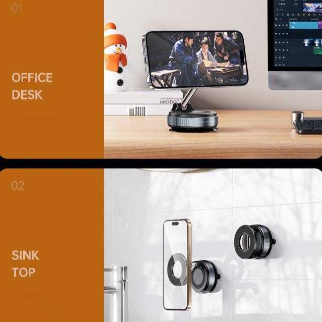Upgrade Three-axis Flexible Alloy 360° Magnetic Vacuum Adsorption Double-sided Fold Rotating Multi-angle Strong Suction, Stable Holder, Hands Free Automobile, Adjustable Mount for All Phones
