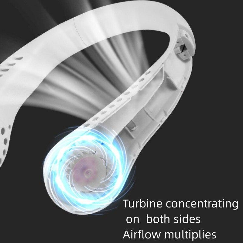 Mini Fan 1200mAh Neck Portable No Bladeless Hanging Neck Rechargeable Air Cooler 3 Speed Mini Summer Sport Fan