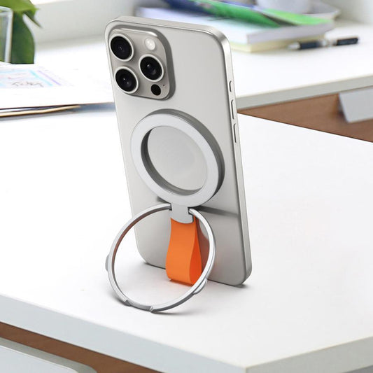 Upgrade Magnetic Phone Grip Holder Kickstand with Silicone Loop, Compatible with PopSockets MagSafe Ring Removable, for iPhone 16 15 14 13 12, for Samsung S22 S23 S24